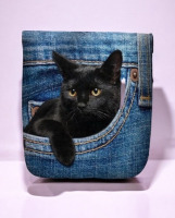 Lightweight Durable Chic Denim Look Cat Print Crossbody Bag for Women Magnetic Closure Approximately 9.75 x 11 x 1.5 Inch