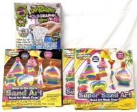 4 New CreativeKids Craft Kits : GOOZOOKA Holographic Slime, Glow in the Dark Sand Art, 2x Super Sand Art
