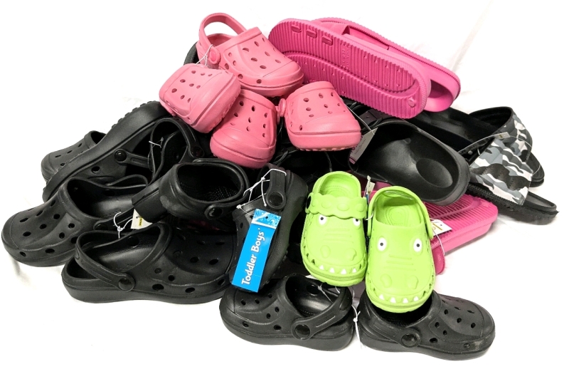 [Vendor Special] 15 Pairs Assorted Size / Style Slip-On Clogs, Sandals, Slides +