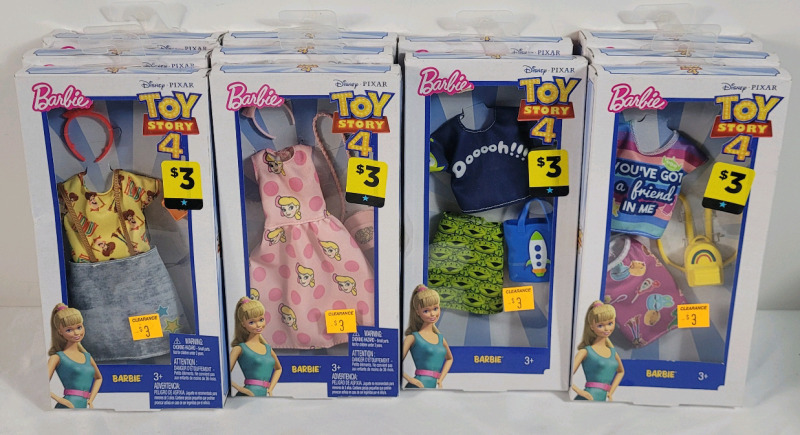 11 New Barbie Toy Story 4 Fashion Outfits . Four (4) Different Outfit Styles .