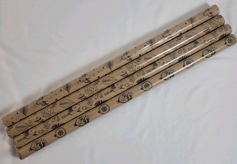4 New Rolls Holiday Wrapping Paper . Each Roll measures 30"&times;120"