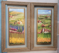 Home Decor Framed Frosted Glass Wall Art , Pair . Measures 15.5"&times;27.5"