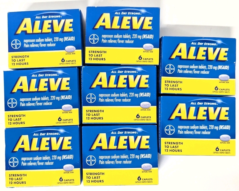8 New ALEVE Naproxen Sodium Tablets 220mg Pain Reliever Fever Reducer - 6 Tabs per Box | EXP 2026/06