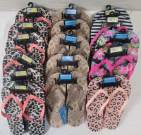 16 New Ladies Flip-Flops , Size Small 5/6 & Medium 7/8