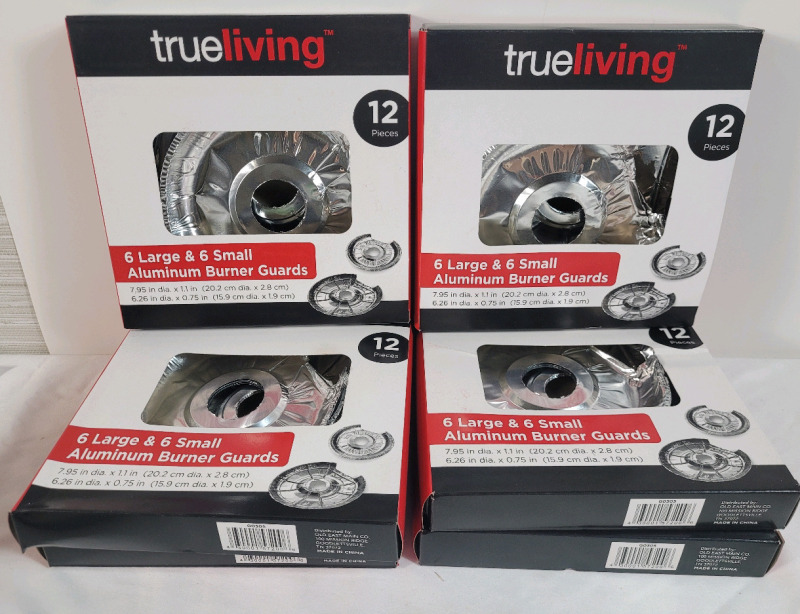 72pcs. New TrueLiving Stove Aluminum Burner Guards . 36 Large (8") & 36 Small (6 1/4")