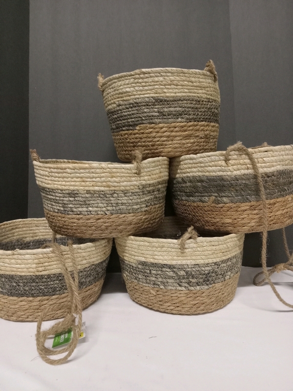 5 New | 12x6" Hanging Plant Holders | Plastic Lined