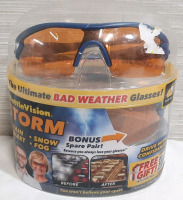 New Battlevision Storm Bad Weather Glasses w/ UV and Blue Light Protection- Also Comes with an Extra Replacement Pair
