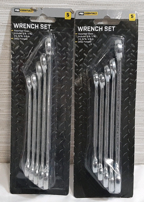 2 New Sets of Wrenches, Including 3/8, 7/16, 1/2, 9/16 and 5/8 inches, 10 Wrenches Total