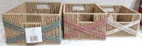 3 New Decorative Straw Baskets in Varying Size (12"x8") (10"x8&frac12;") (9"x7")
