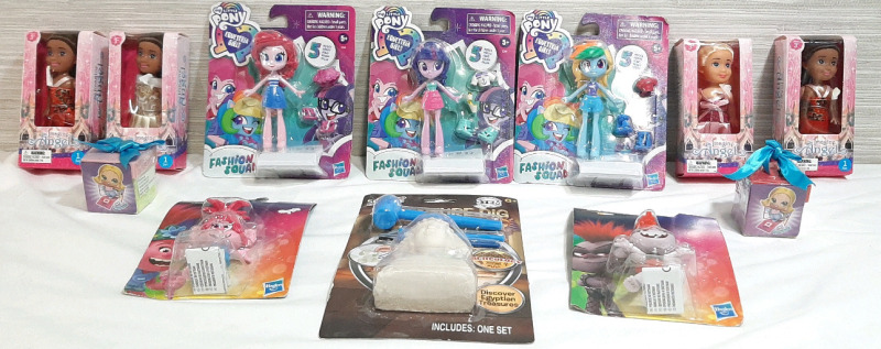 Lot of Children's Figures and Toys, Including 3 My Little Pony Equestria Girls Figures, 4 Imagine Angel Figures, 2 Giftems, 2 Trolls World Tour Figures & Adventure Dig Clay Set