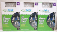 3 New Boxes of True Living Outdoors LED Diamond-Shaped Lights, 15 in Each Box, 45 Lights in Total