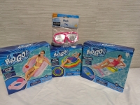 New Water Fun Lot. 3 Inflatable Pool Floats & 1 Child Size Swim Mask. See Photos for Float Sizes.
