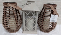 3 New Solar Powered LED Candle Lanterns. Tallest Measures 11" Tall.