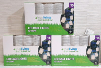 3 New TrueLiving Outdoors LED Cage Light Packs, 10 in Each Pack, 30 In Total