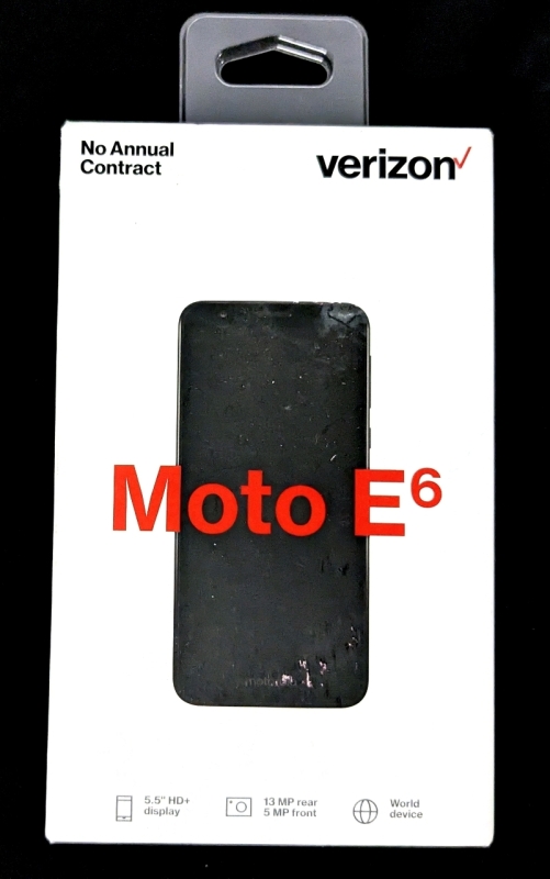New VERIZON Moto E6 Starry Black 5.5" Up to 256GB Smartphone IMEI 352176103261220 | See Description