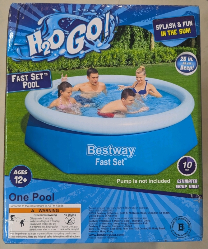 New - H&sup2;O Go! Fast Set Pool. Filled Size 8ft x 8ft x 26in.