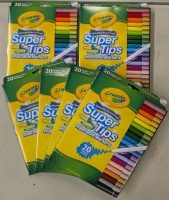 6 New: Crayola Super Tips Washable Marker Packs - 20 Markers Per Pack