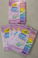 5 New: Crayola Super Tips Pastel Washable Marker Packs - 20 Markers Per Pack