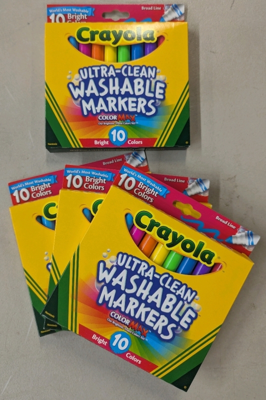 4 New: Crayola Ultra Clean Washable Marker Packs - 10 Bright Markers Per Pack
