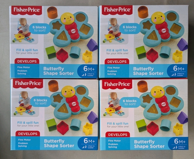 4 New: Fisher Price Butterfly Shape Sorter