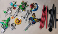8 New TrueLiving Outdoor Wind Chimes . Frog , Butterfly , Sunflower , Hummingbird , Moon/Sun plus more .