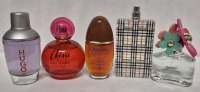 5 Bottles Women's Eau De Toilette Sprays Obession, Kate Spade, Marc Jacob's, Hugo & Burberry