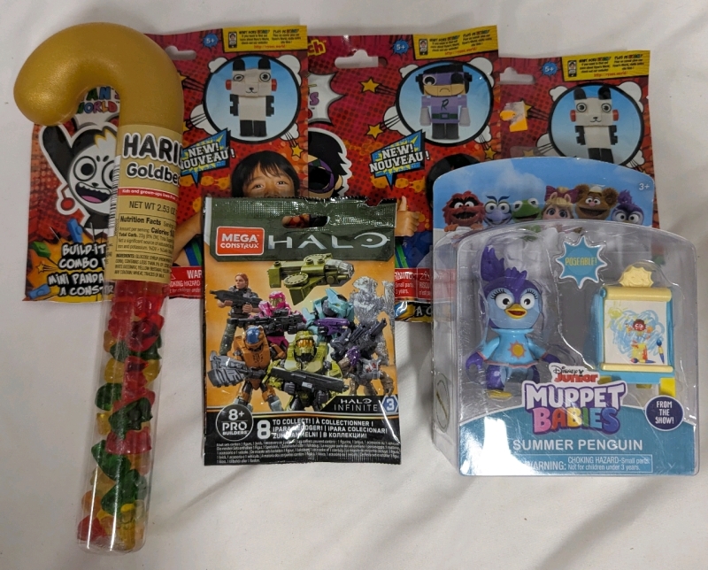 Assorted Toy & Candy Lot. Gummy Bears Best Before Sept 2025.