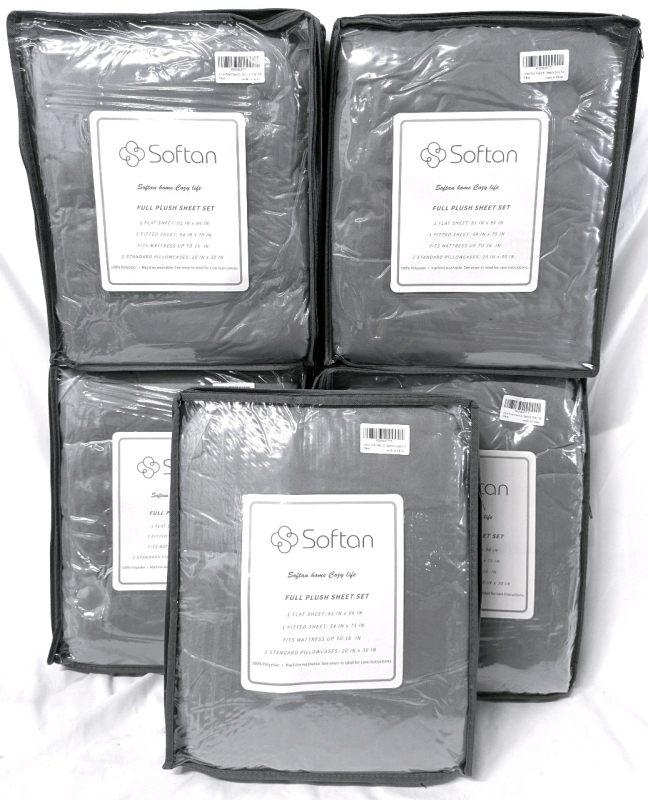 Case of 5 New FULL Size Softan Plush Polar Fleece Sheet Sets | Each Retails $60+, Over $300 Retail Value!