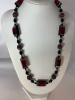 Carved Buddha / Raspberry Glass / Brick and Capped Bead Necklace - 3