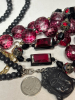 Carved Buddha / Raspberry Glass / Brick and Capped Bead Necklace - 5