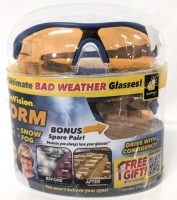 Battle Vision Storm Ultimate Bad Weather Glasses with IV & Blue Ray Protection 2-Pack (1 Pair has Broken Arm)