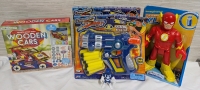 New Assorted Toy Lot. Build Your Own Wooden Cars, 2 Cyber Shot Extreme Blasters, Flash XL and. Mini Power Rangers Figure.
