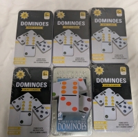 6 Sets Of Double Six Dominos. 28 Domino's per Tin.