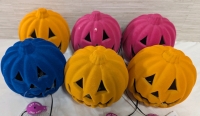 6 New Fuzzy Light Up Pumpkins. 5.5" Tall. Slight Damage to Fuzz on One of The Pink Pumpkins..