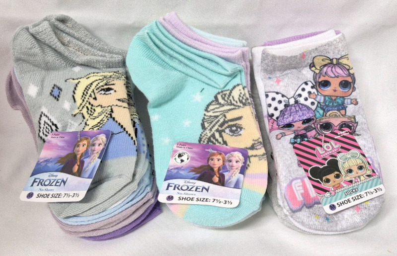 15 New Pairs Toddlers/Kid's LOL/Disney Frozen Socks sz Medium (7.5-3.5)