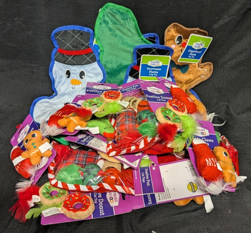 Many New! Dog and Cat Toys - Flatties, Donuts, Festive Toys