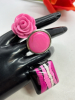 10 Fabulous Fun Retro Rings Acrylic Carved Glass Shell Sizes 6.5 -10 Plus Adjustable - 2