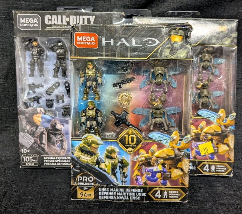 3 New: 2 Mega Constructs Halo UNSC Marine Defense (4 Figures Each) - Call of Duty Special Forces vs. Submariners Collector Construction Set