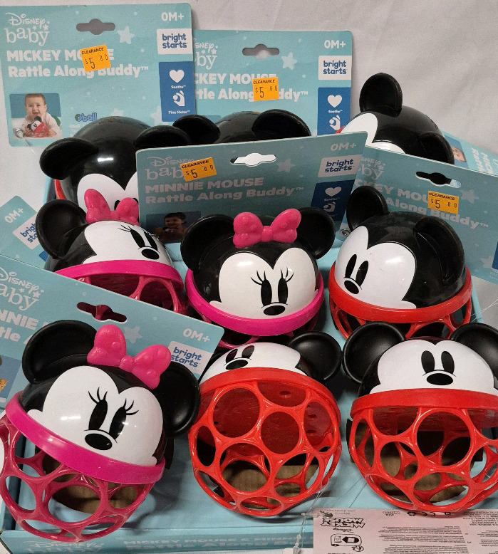 9 New Disney Baby Mickey & Minnie Mouse Rattles for 0M+ 4.5" Tall