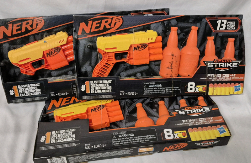 3 New - NERF 13pc. Alpha Strike FangQ5-4 Targeting Set . Includes 8 Darts Each