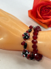 2 Bracelets Lampwork Faceted Bead 2 Necklaces Prong Set Red Rhinestone Line Jappaned /Gun Metal Beauty - 5