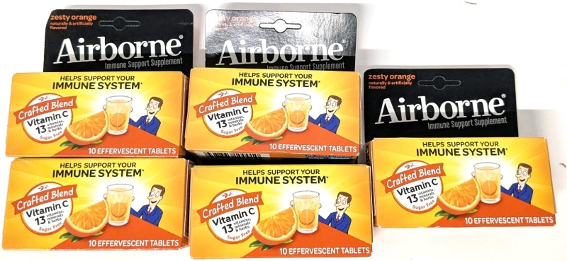 5 New AIRBORNE Immune Support Supplements - 10 Effervescent Tabs ea | EXP 02/2025