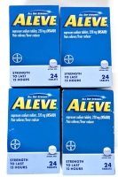 4 New ALEVE Pain Reliever / Fever Reducer Naproxen Sodium 220mg Tablets - 24 Tabs per Box | EXP 2026 03-05