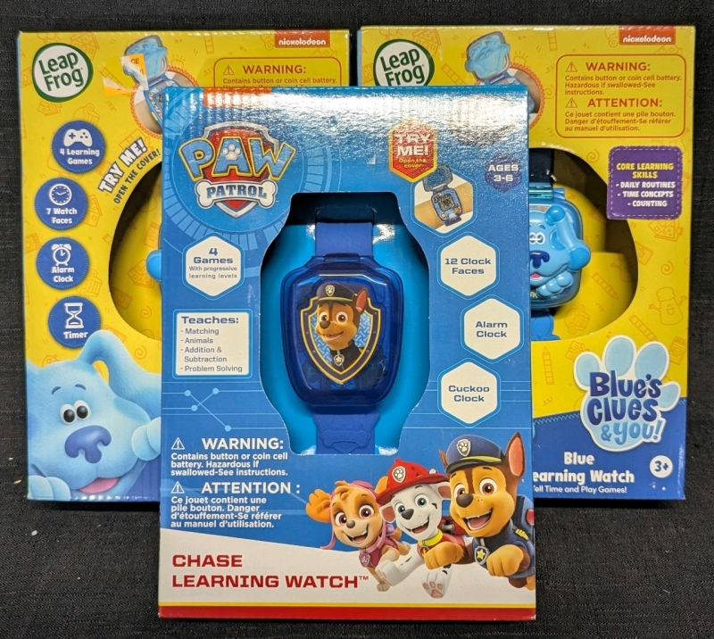 3 New: Learning Watches - 2 Blues Clues Blue Watches - 1 Paw Patrol Chase Watch