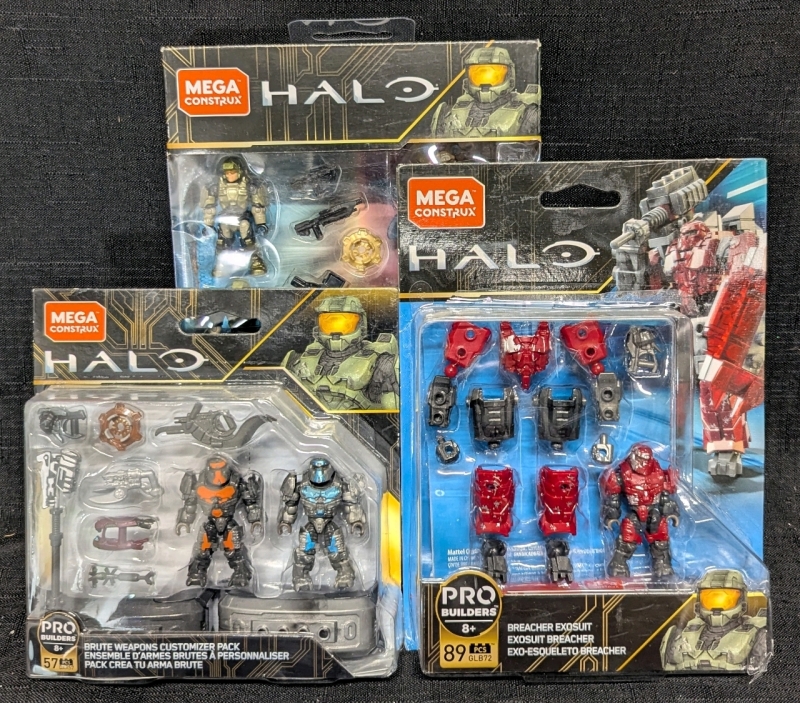 3 New: Mega Constructs Halo - 1 UNSC Marine Defense Set - 1 Breacher Exosuit Set - 1 Brute Weapons Customized Pack