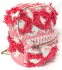 New Retro Fringed Neon Pink & Coral Soft Canvas Mini Backpack - 10" x 5" x 8" Tall - 2