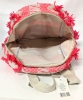 New Retro Fringed Neon Pink & Coral Soft Canvas Mini Backpack - 10" x 5" x 8" Tall - 4