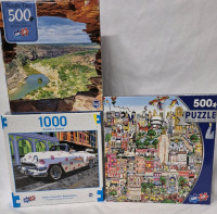 3 New Sure Lox 500 & 1000 Piece Puzzles