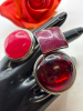 12 Rings Red Stones Large Statements Retro Lucite Rhinestone - 4
