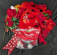 New: Huge Decoration Lot! Lots of Fake Poinsettia's - Decorative Bows